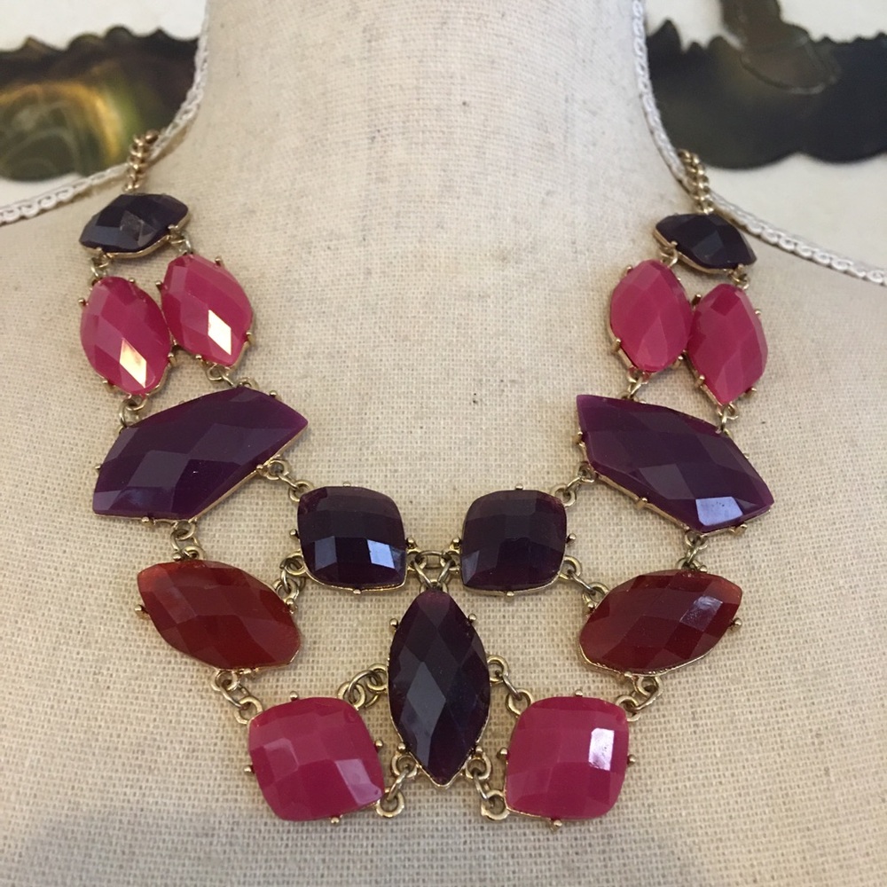 Vintage VCLM marked sorbet faceted stone necklace